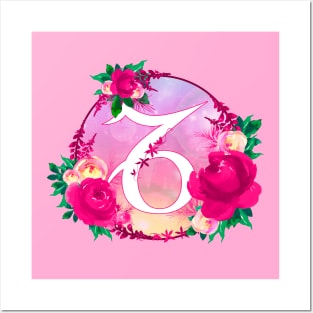 Capricorn Zodiac Horoscope Pink Floral Monogram Posters and Art